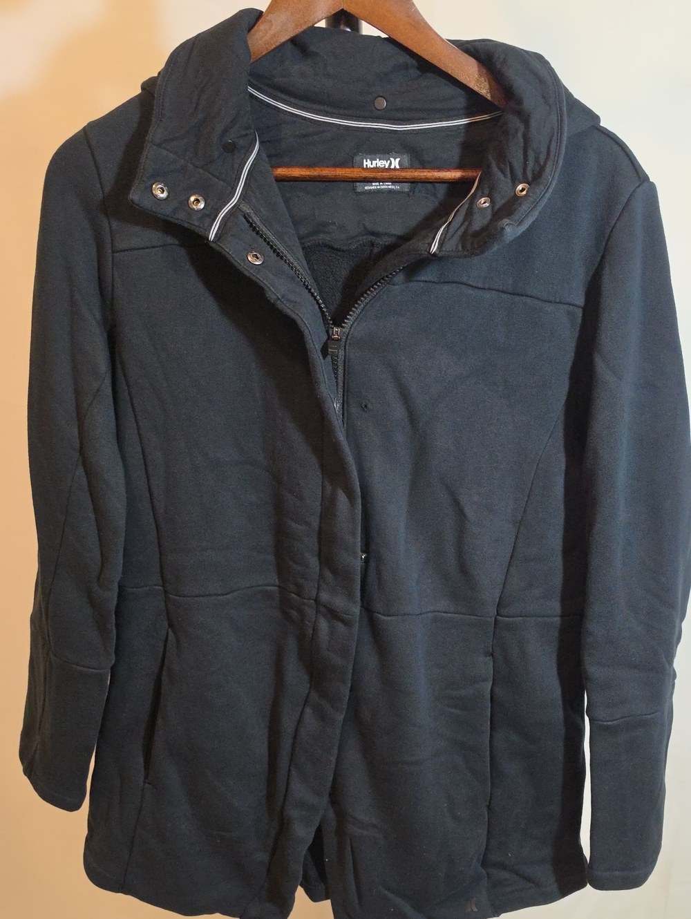 Hurley Women's Black Hooded Trench Coat